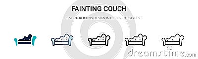 Fainting couch icon in filled, thin line, outline and stroke style. Vector illustration of two colored and black fainting couch Vector Illustration