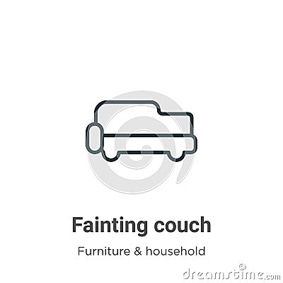 Fainting couch outline vector icon. Thin line black fainting couch icon, flat vector simple element illustration from editable Vector Illustration