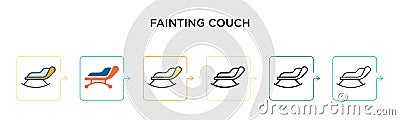 Fainting couch vector icon in 6 different modern styles. Black, two colored fainting couch icons designed in filled, outline, line Vector Illustration