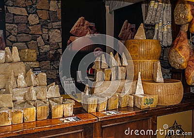 Fair of food products of Italian manufacturers in the open air Stock Photo