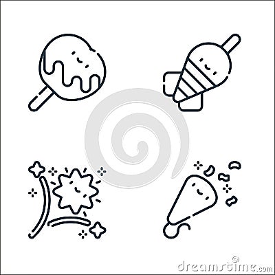 fair line icons. linear set. quality vector line set such as confetti, fireworks, dart Vector Illustration