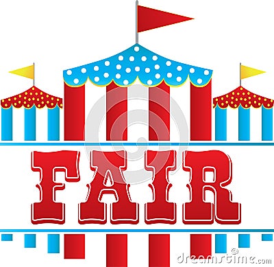 Fair Logo with Striped Tents Vector Illustration