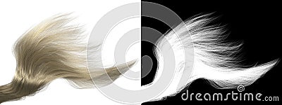 Fair Natural Blowing Hair Isolated Design - Platinum Blonde Long Frizzle with Alpha Channel Stock Photo