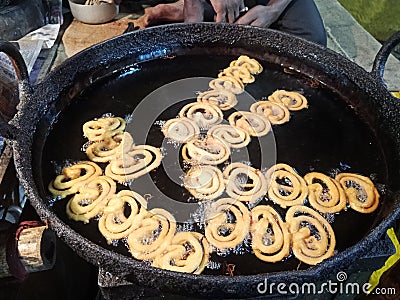 Making jalebi Stock Photo