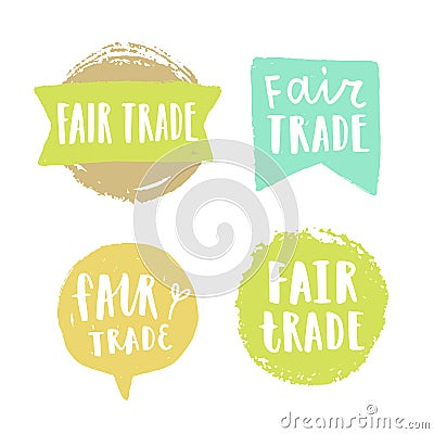 Fair trade hand drawn badges. Vector Illustration