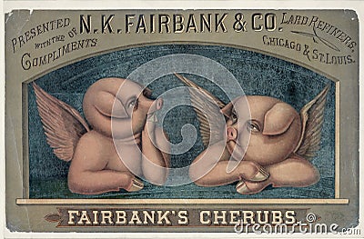 Fairbank's cherubs advertisement, Print Lithograph, 1890 Editorial Stock Photo