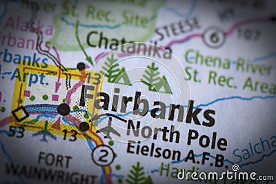Fairbanks on map Stock Photo
