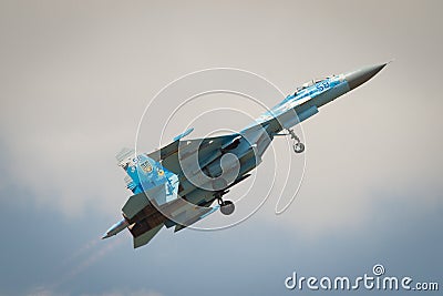 SU27 high performance take off operated by ukrainian air force Editorial Stock Photo