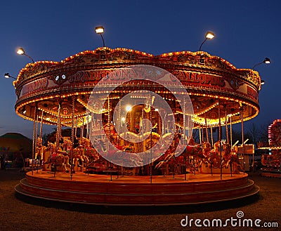 Fairground Carousel at night Stock Photo