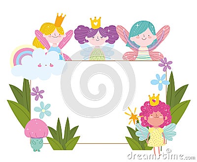 fairies cute fantasy Vector Illustration
