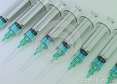 Fairly standard design single use syringe isolated. 3D illustration Stock Photo