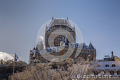 Fairmont Le Chateau Frontenac in the Bitter Cold Editorial Stock Photo