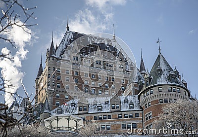 Fairmont Le Chateau Frontenac in the Winter Editorial Stock Photo