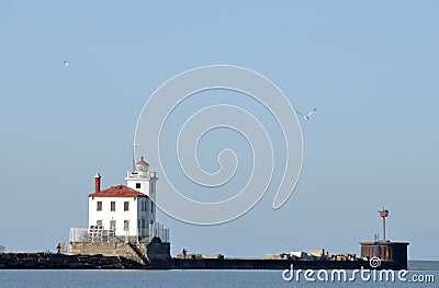 Fairport Harbor Lighthouse on Lake Erie Stock Photo