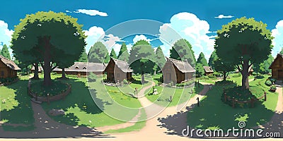 Fairtale Magic Forest Anime 360 HDRI Stock Photo