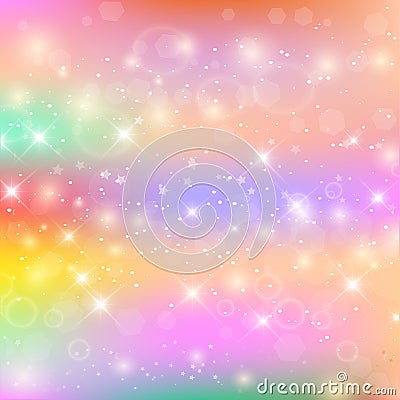 Fairy Baby Girl Background with Rainbow Mesh Vector Illustration