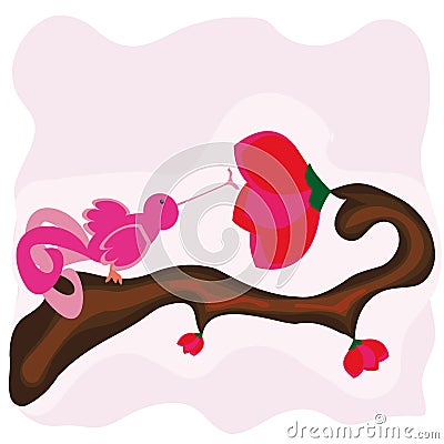 fairy bird drinking nectar Vector Illustration