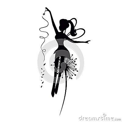 Fairy black silhouette. Isolated. Vector clip art. Vector Illustration