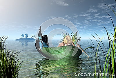 Fairy Butterfly Boat Royalty Free Stock Images - Image 