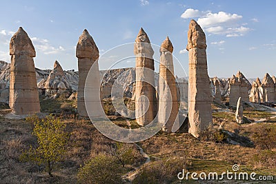 Fairy chimneys in Cappadocia, Turkey. Stock Photo