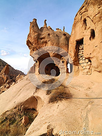 Fairy Chimneys in Zelve Valley at Cappadocia, Turkey Stock Photo