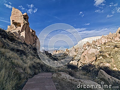 Fairy Chimneys in Zelve Valley at Cappadocia, Turkey Stock Photo