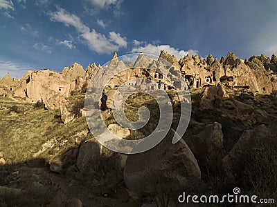 Fairy Chimneys in Zelve Valley at Cappadocia, Turkey Stock Photo