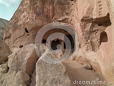 Fairy Chimneys in Zelve Valley at Cappadocia, Turkey Stock Photo