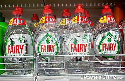 MINSK, BELARUS - september 26, 2019: Fairy cleaning detergent sale on supermarket. Editorial Stock Photo