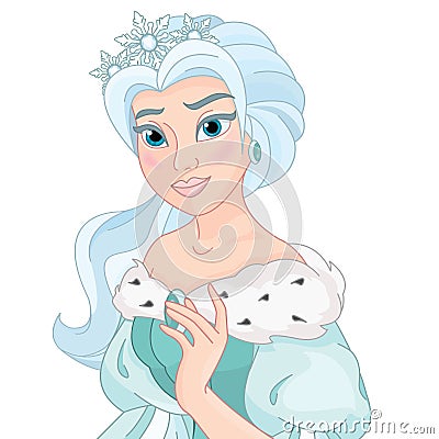 Fairy Cute Snow Lady Queen Vector Illustration