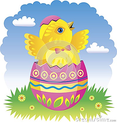 Fairy Easter chicken Vector Illustration