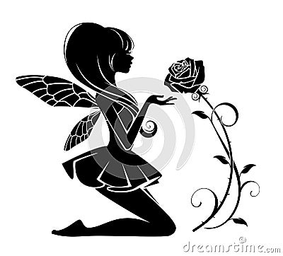 Fairy with a flower Vector Illustration