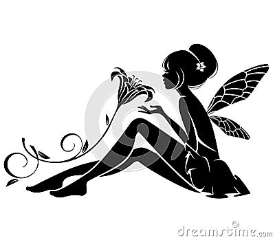 Fairy with a flower Vector Illustration