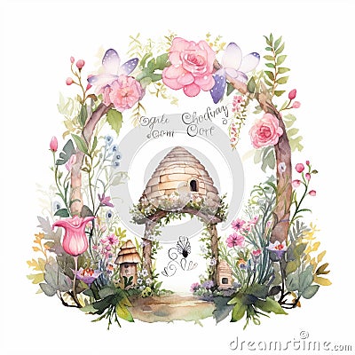 Fairy Garden: A Whimsical Woodland Wedding Cartoon Illustration