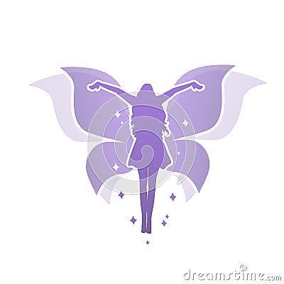 Fairy girl with butterfly, watercolor vector Vector Illustration