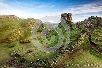 Fairy Glen Skye Island Scotland landscape summer colors Stock Photo