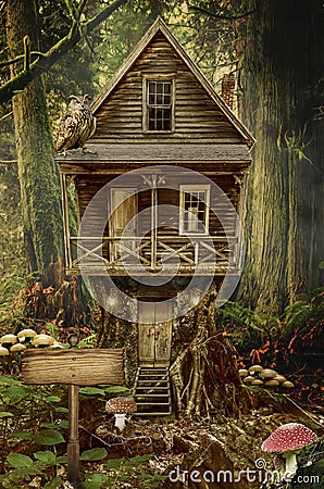 Fairy house (stump) Cartoon Illustration