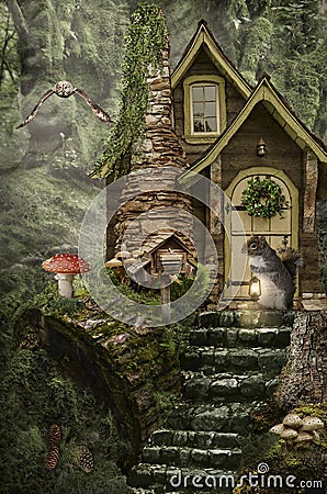 Fairy house (stump) Cartoon Illustration