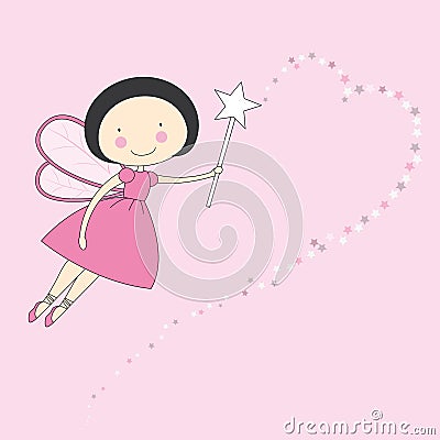 Fairy with magic wand Vector Illustration