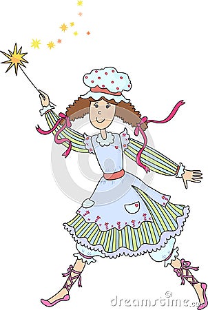 Fairy with a magic wand Vector Illustration