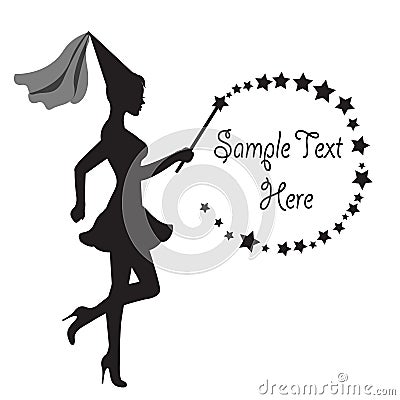 Fairy with a magic wand and frame of Stars Vector Illustration