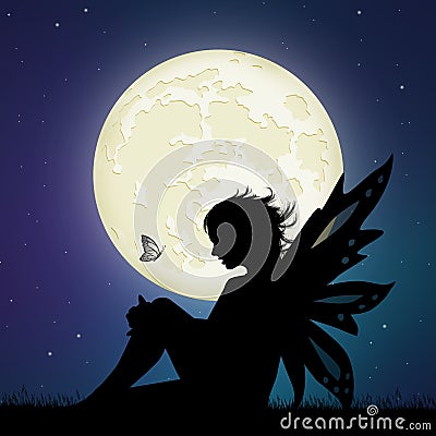 Fairy in the moonlight Stock Photo