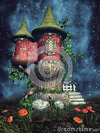 Fairy palace at night Stock Photo