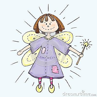Fairy Quilt Doll Vector Illustration