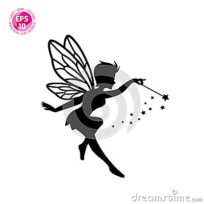 Beautiful fairy silhouette vector template D Vector Illustration