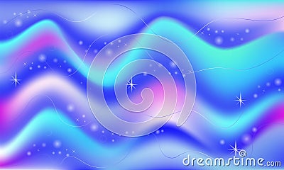 Fairy space magic glow vector mermaid background.Glowing beautiful universe.Rainbow mesh.Multicolor universe space banner in princ Vector Illustration