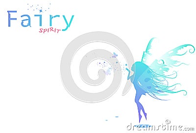 Fairy spirit and butterfly with stars, dust particles scatter sp Vector Illustration