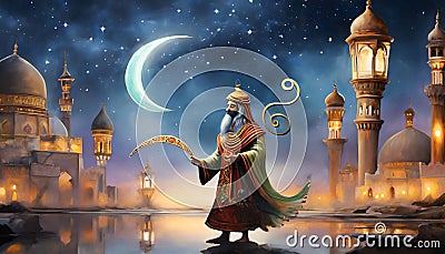 fairy tale background in arabian night style Stock Photo