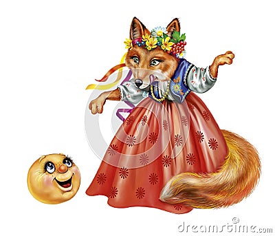 Fox and gingerbread man Stock Photo