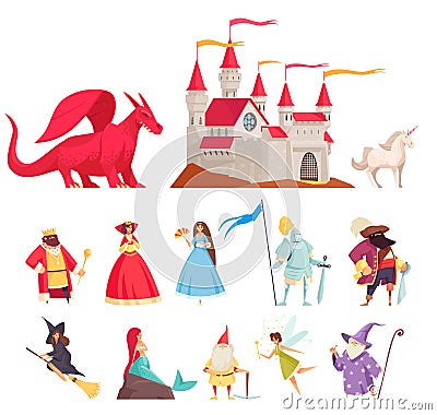 Fairy Tale Characters Icons Set Vector Illustration